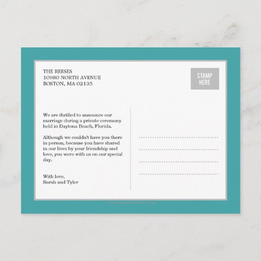 Aankondiging moderne palmbomen bruiloft (Achterkant)