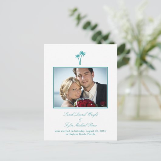 Aankondiging moderne palmbomen bruiloft (Staand voorkant)