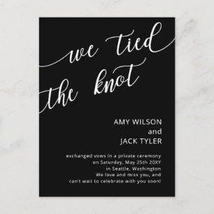 Aankondiging moderne Rustic Black en White Wedding Briefkaart
