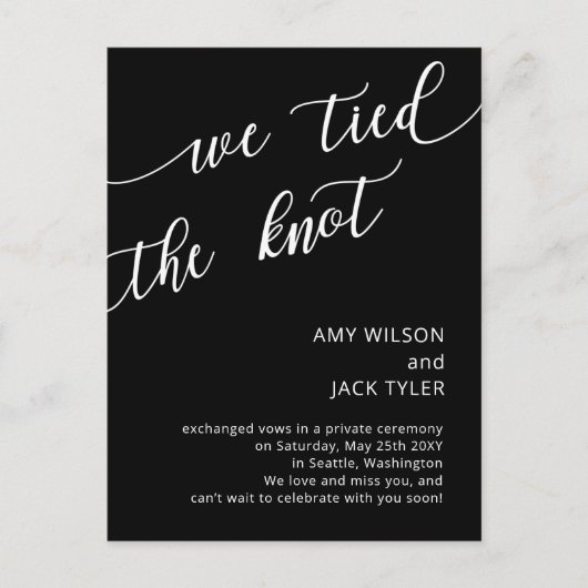 Aankondiging moderne Rustic Black en White Wedding Briefkaart (Voorkant)