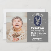 Aankondiging moderne Rustic Deer & Arrows geboorte (Voorkant)