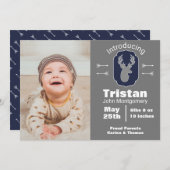 Aankondiging moderne Rustic Deer & Arrows geboorte (Voorkant / Achterkant)