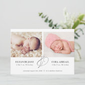 Aankondiging moderne tweelingen geboorte (Staand voorkant)