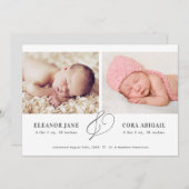 Aankondiging moderne tweelingen geboorte (Voorkant / Achterkant)