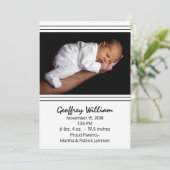 Aankondiging moderne zwarte en witte Baby (Staand voorkant)