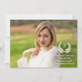 Aankondiging Monogram Laurel Foto Afstuderen (Voorkant)