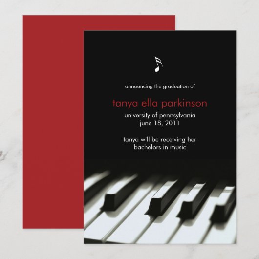 Aankondiging muziekmajoor Piano-Afstuderen (Voorkant / Achterkant)