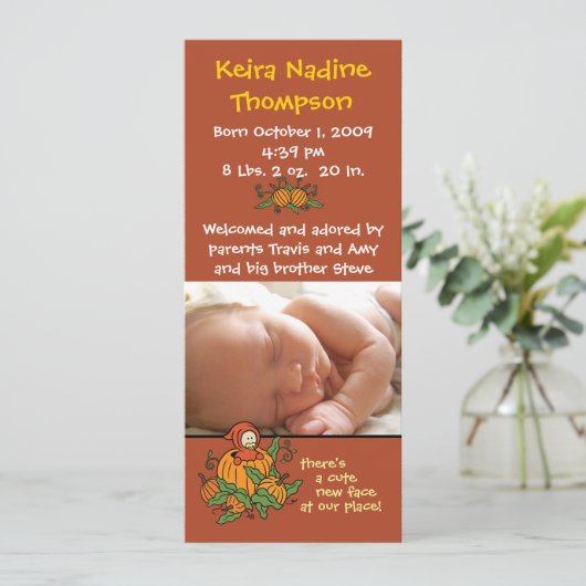 Aankondiging najaar geboorte (Staand voorkant)