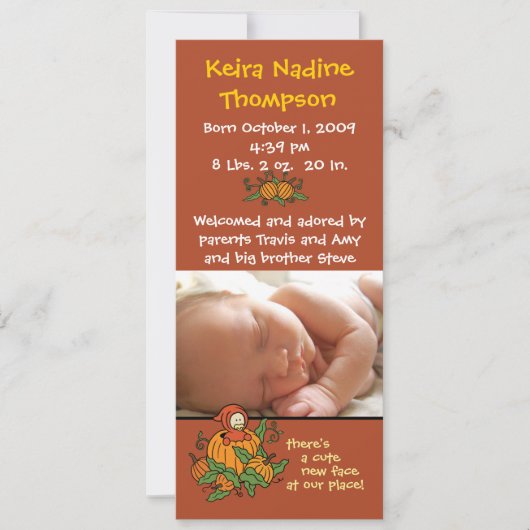 Aankondiging najaar geboorte (Voorkant)