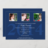 Aankondiging Navy Blue Photo Afstuderen (Voorkant / Achterkant)