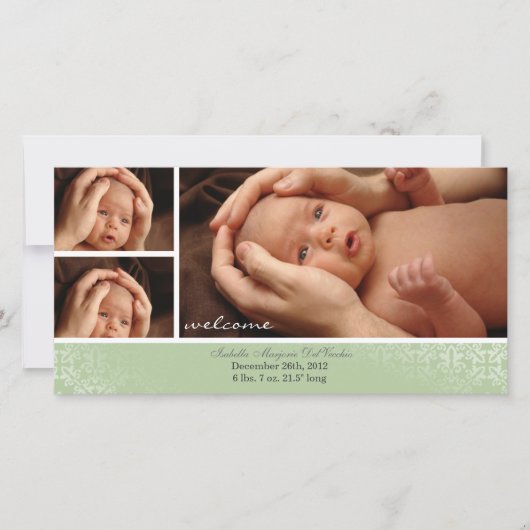 Aankondiging neutrale Baby-fotokaart (Voorkant)