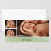 Aankondiging neutrale Baby-fotokaart (Voorkant / Achterkant)