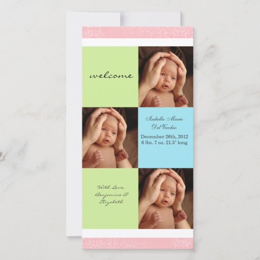 Aankondiging neutrale Baby-fotokaart (Voorkant)