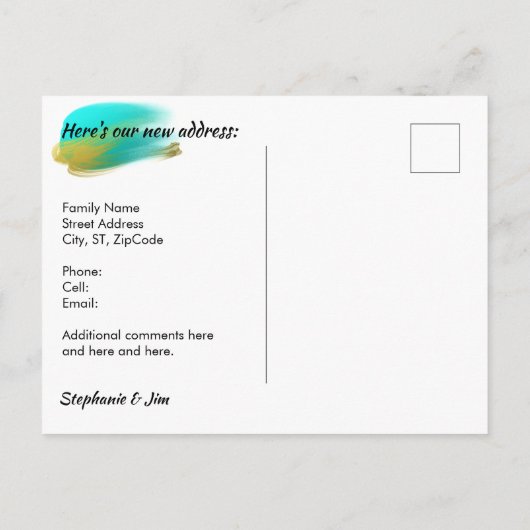 Aankondiging nieuw adres aan het strand (Achterkant)