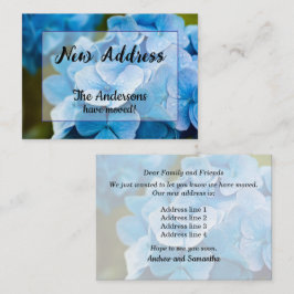 Aankondiging nieuw adres met Blauwe Hortensia