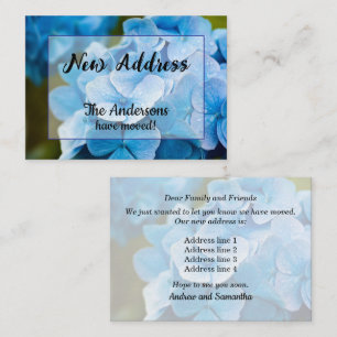 Aankondiging nieuw adres met Blauwe Hortensia