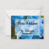 Aankondiging nieuw adres met Blauwe Hortensia (Voorkant)