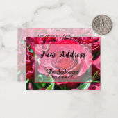 Aankondiging nieuw adres met rode rozen (Voorkant / Achterkant in situ)