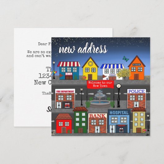 Aankondiging nieuw adres schattige groep (Voorkant / Achterkant)