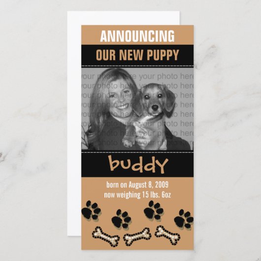 Aankondiging nieuw gezelschapsdier (Voorkant / Achterkant)