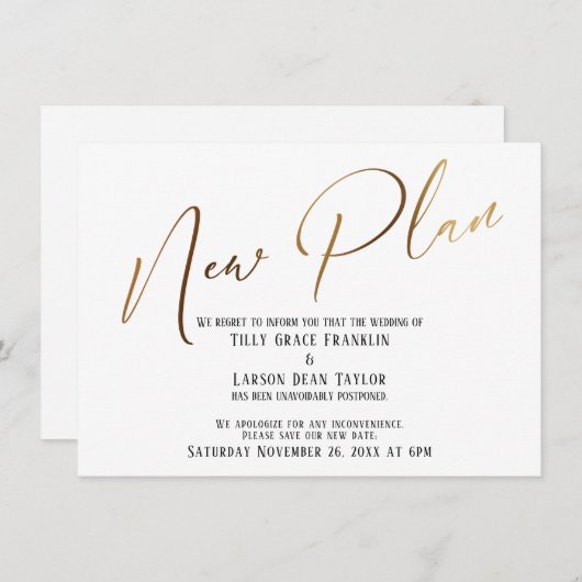 Aankondiging nieuw plan Elegant Gold Handwriting (Voorkant / Achterkant)