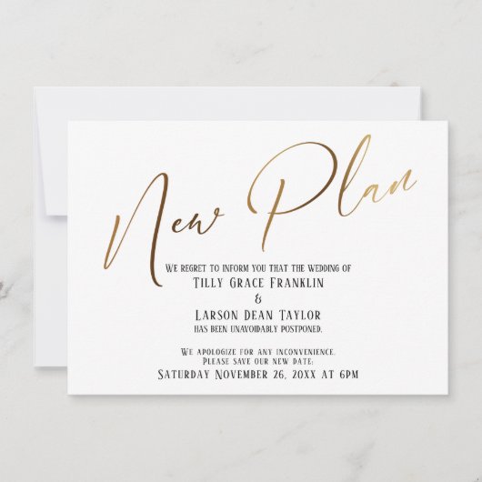 Aankondiging nieuw plan Elegant Gold Handwriting (Voorkant)