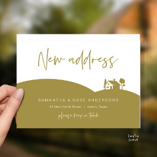 Aankondiging nieuw thuisadres, huisje briefkaart