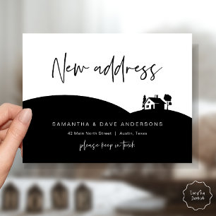 Aankondiging nieuw thuisadres, huisje briefkaart