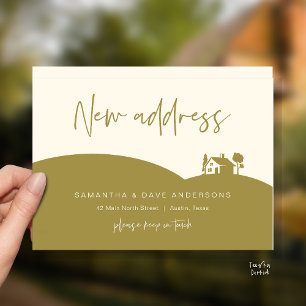 Aankondiging nieuw thuisadres, huisje briefkaart