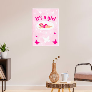 Aankondiging nieuwe baby Girl Poster