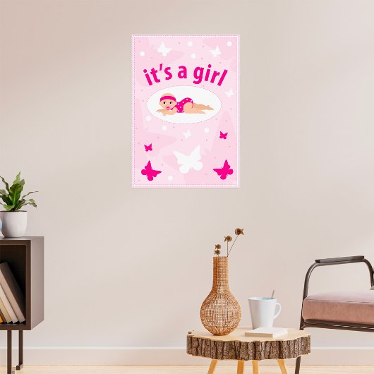 Aankondiging nieuwe baby Girl Poster