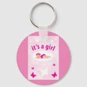 Aankondiging nieuwe baby Girl Sleutelhanger (Voorkant)