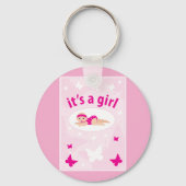 Aankondiging nieuwe baby Girl Sleutelhanger (Achterkant)