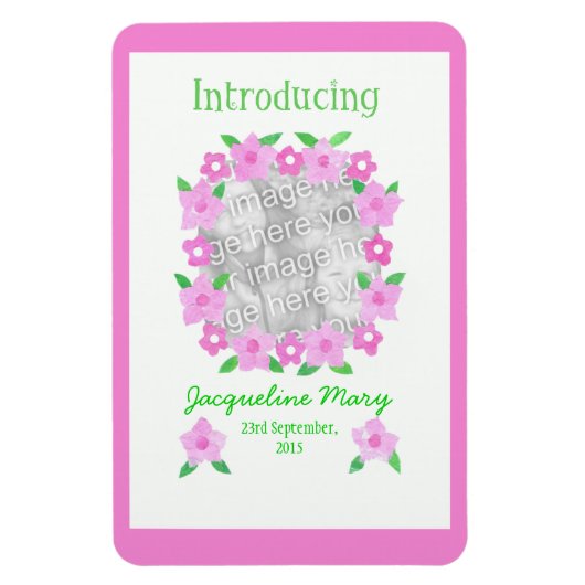 Aankondiging nieuwe babymeisje flexibele magneet (Verticaal)