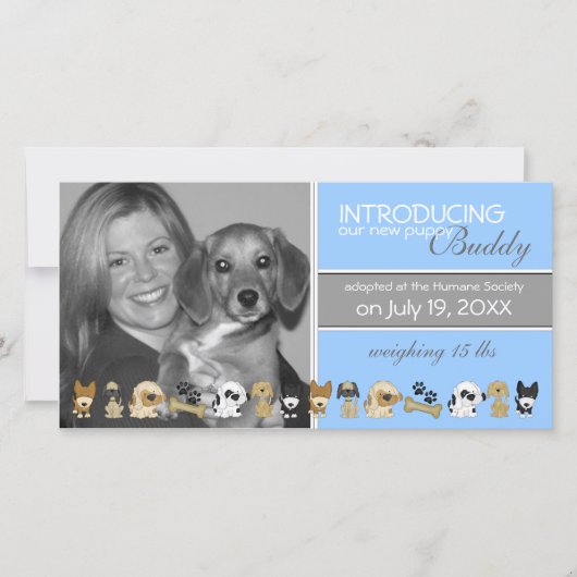 Aankondiging nieuwe hond-adoptie (Voorkant)