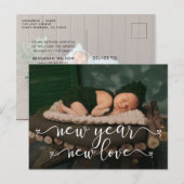 Aankondiging nieuwjaars New Love Birth Briefkaart (Voorkant / Achterkant)