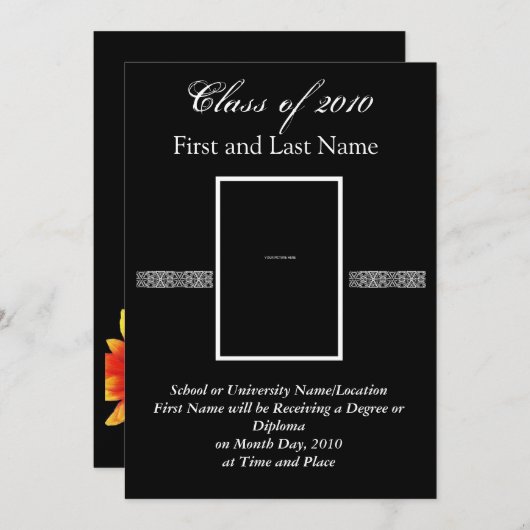 Aankondiging of uitnodiging van het afstuderen (Voorkant / Achterkant)