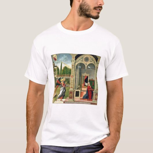 Aankondiging (olie op het paneel) 2 t-shirt (Voorkant)