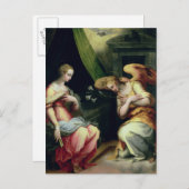 Aankondiging (olie op het paneel) 3 briefkaart (Voorkant / Achterkant)