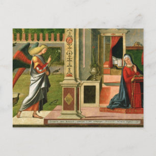 Aankondiging (olie op het paneel) (detail van 1209 briefkaart