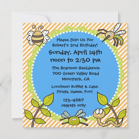 Aankondiging op uitnodiging van de Birthday Party (Achterkant)