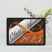 Aankondiging Oranje en zwart Afstuderen (Staand voorkant)