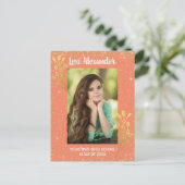 Aankondiging Oranje Gold Glitter Afstuderen (Staand voorkant)