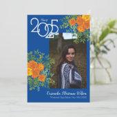 Aankondiging Oranje Roos Blue Photo Afstuderen (Staand voorkant)