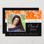 Aankondiging Oranje Zwirly Vine Foto Afstuderen (Voorkant / Achterkant)
