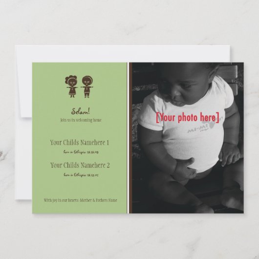 Aankondiging over Ethiopische sibling Adoption (Voorkant)