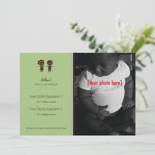 Aankondiging over Ethiopische sibling Adoption (Staand voorkant)