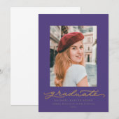 Aankondiging Paars en Gold Script Afstuderen (Voorkant / Achterkant)