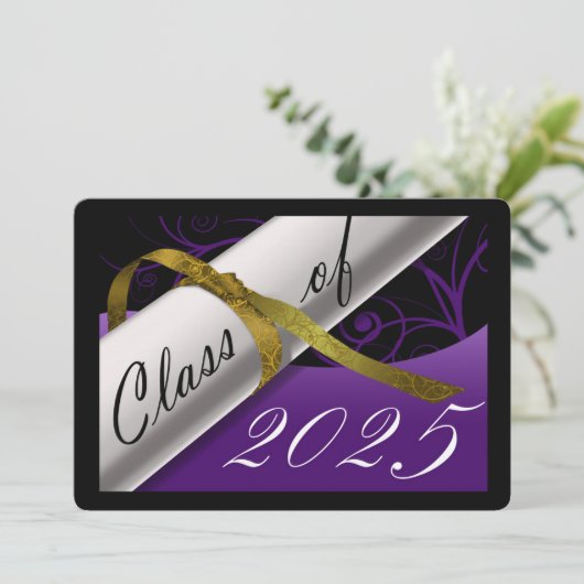 Aankondiging Paars en goudkoorts Afstuderen (Staand voorkant)