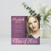 Aankondiging Paarse Damask Grunge Afstuderen (Staand voorkant)